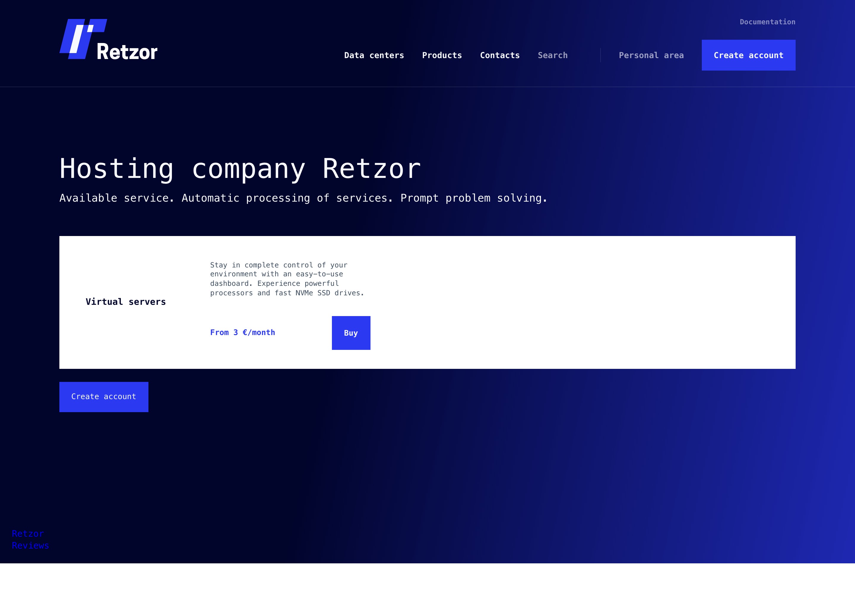 Retzor Homepage — Profitable Rental of Dedicated and Virtual VPS VDS Servers