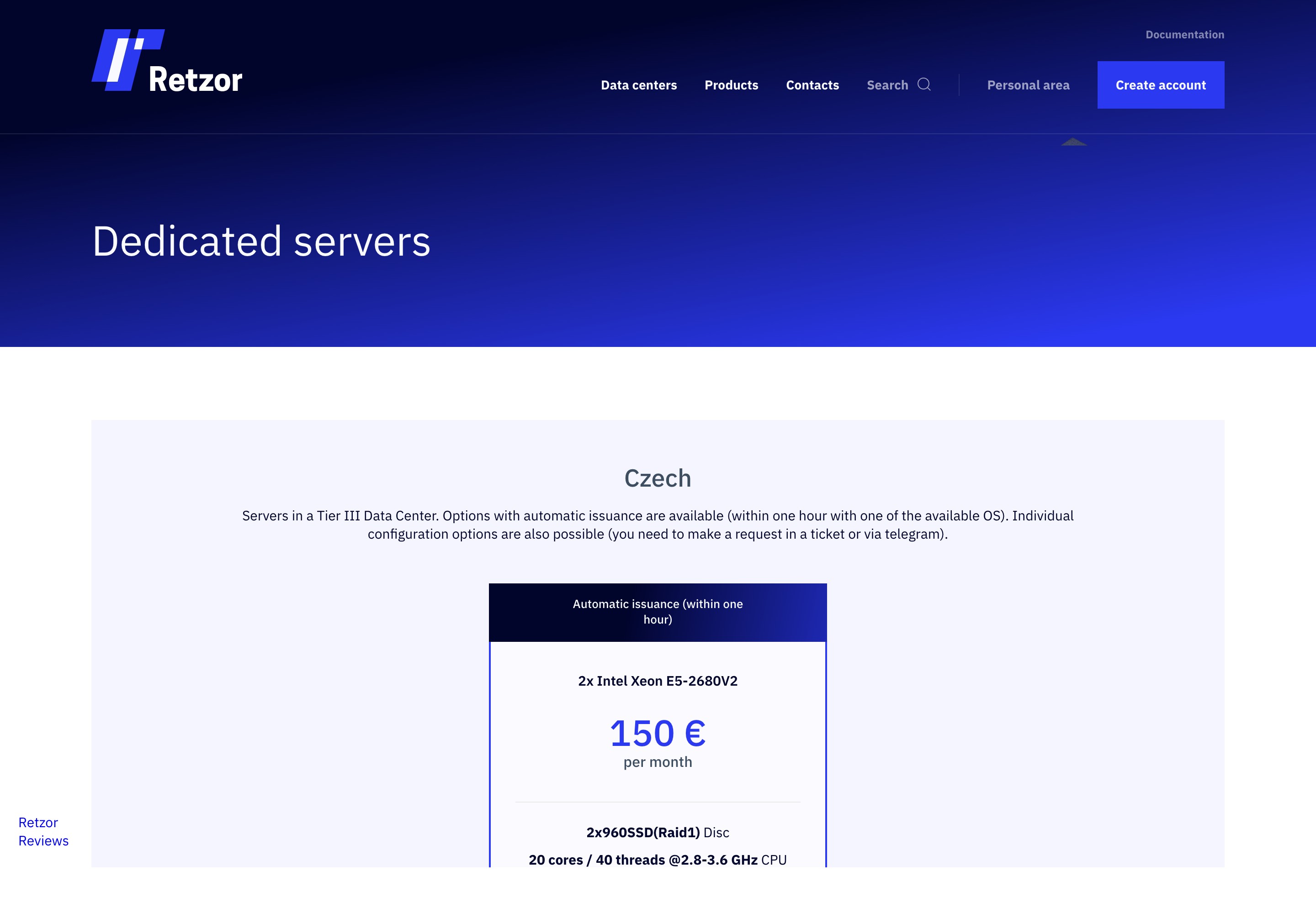 Retzor Dedicated Servers — Automated Issuance in Netherlands and Russia