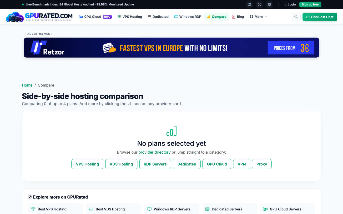 GPURated Interactive Cloud and GPU Server Comparison Engine